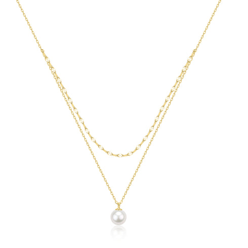 Double Layer Chain Pearl Pendant Necklace - House Of Pearls